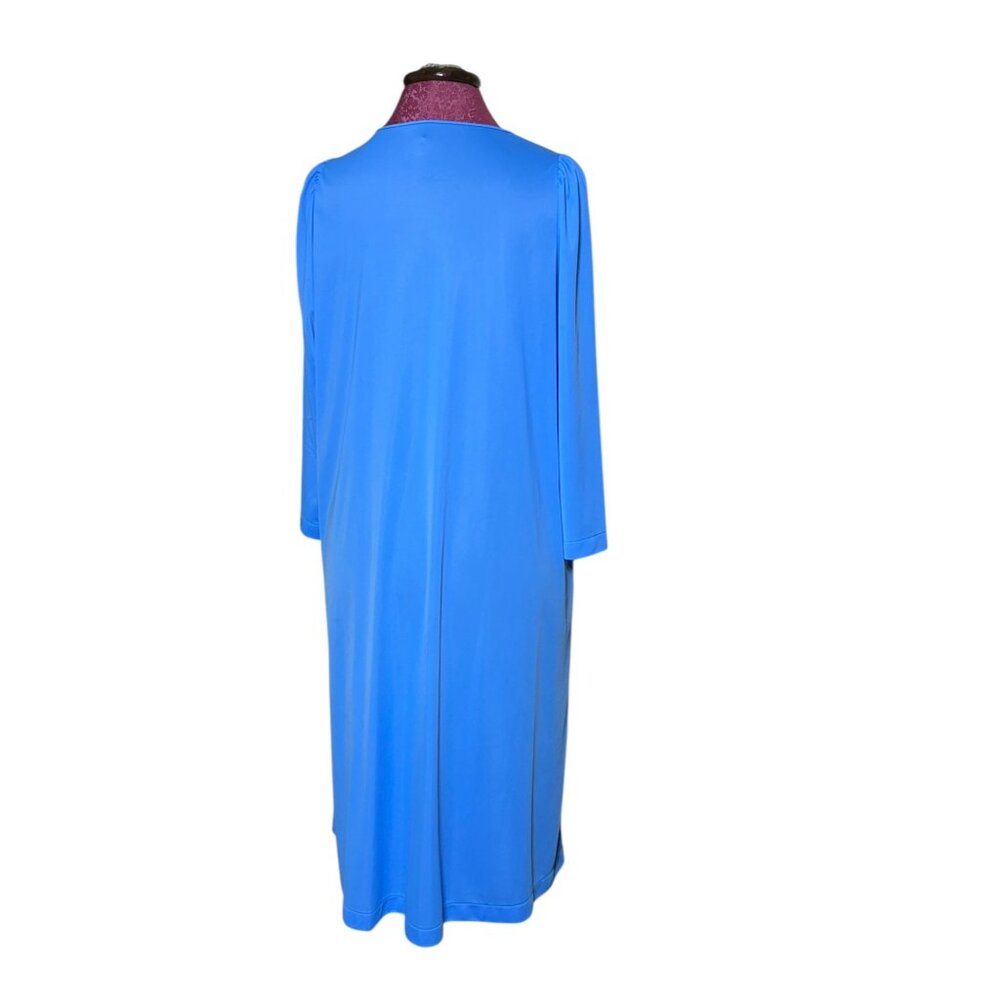 Shadowline Vintage Long Blue Button-Down Robe - Picture 2 of 8